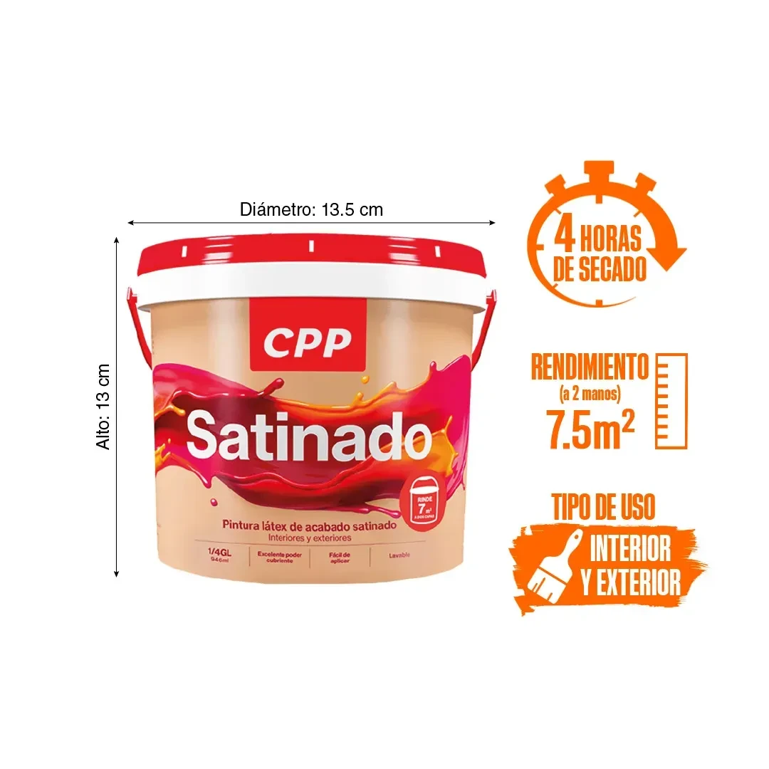 PINTURA LATEX SATINADO BLANCO 1/4 GALON CPP2