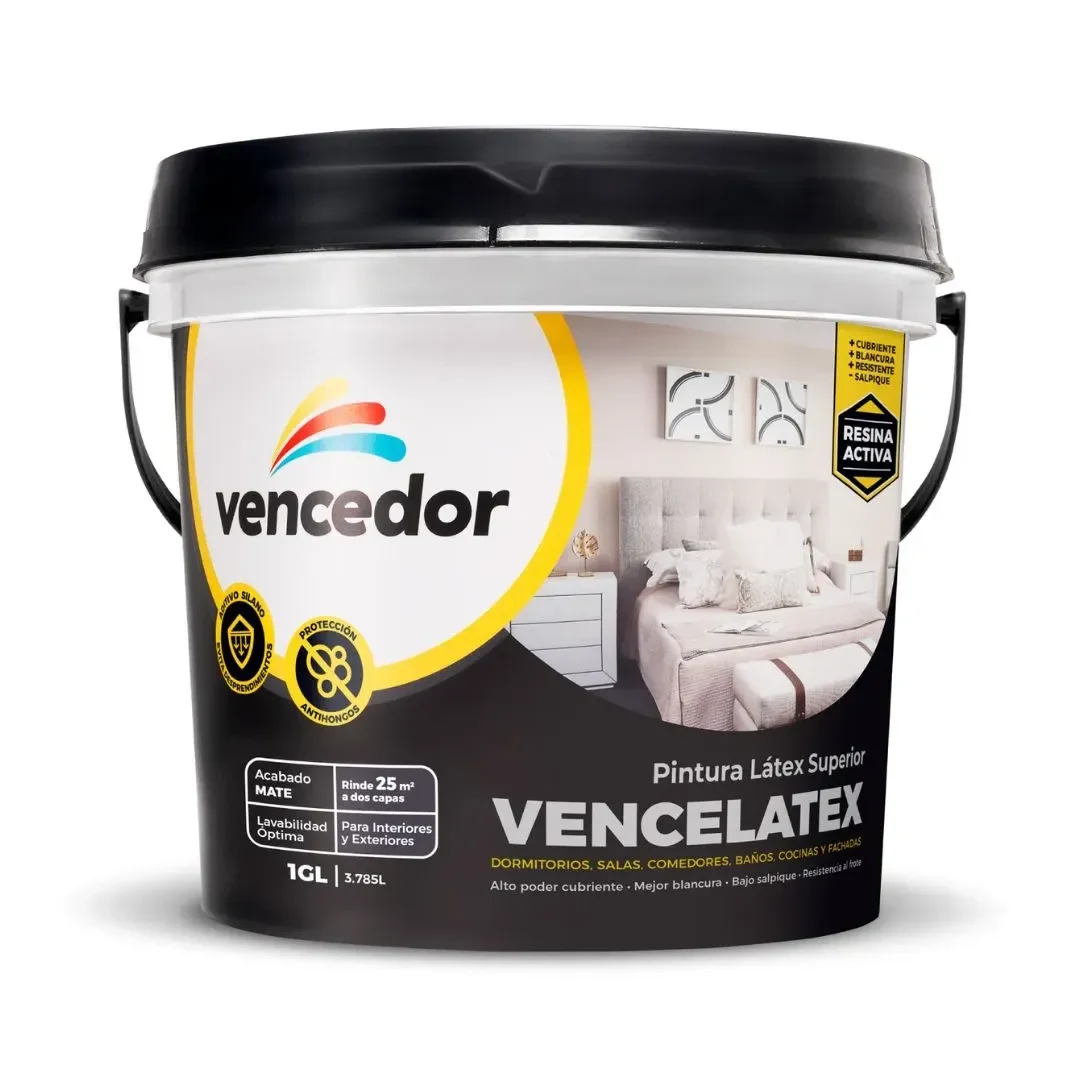 PINTURA LATEX VENCELATEX MATE NUEVO BLANCO 1 GALON VENCEDOR3