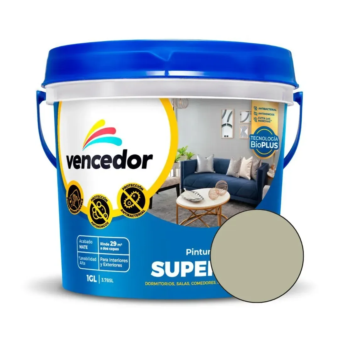 PINTURA LATEX SUPERMATE ANTIBACTERIAL NUEVO BLANCO OSTRA 1 GALON VENCEDOR