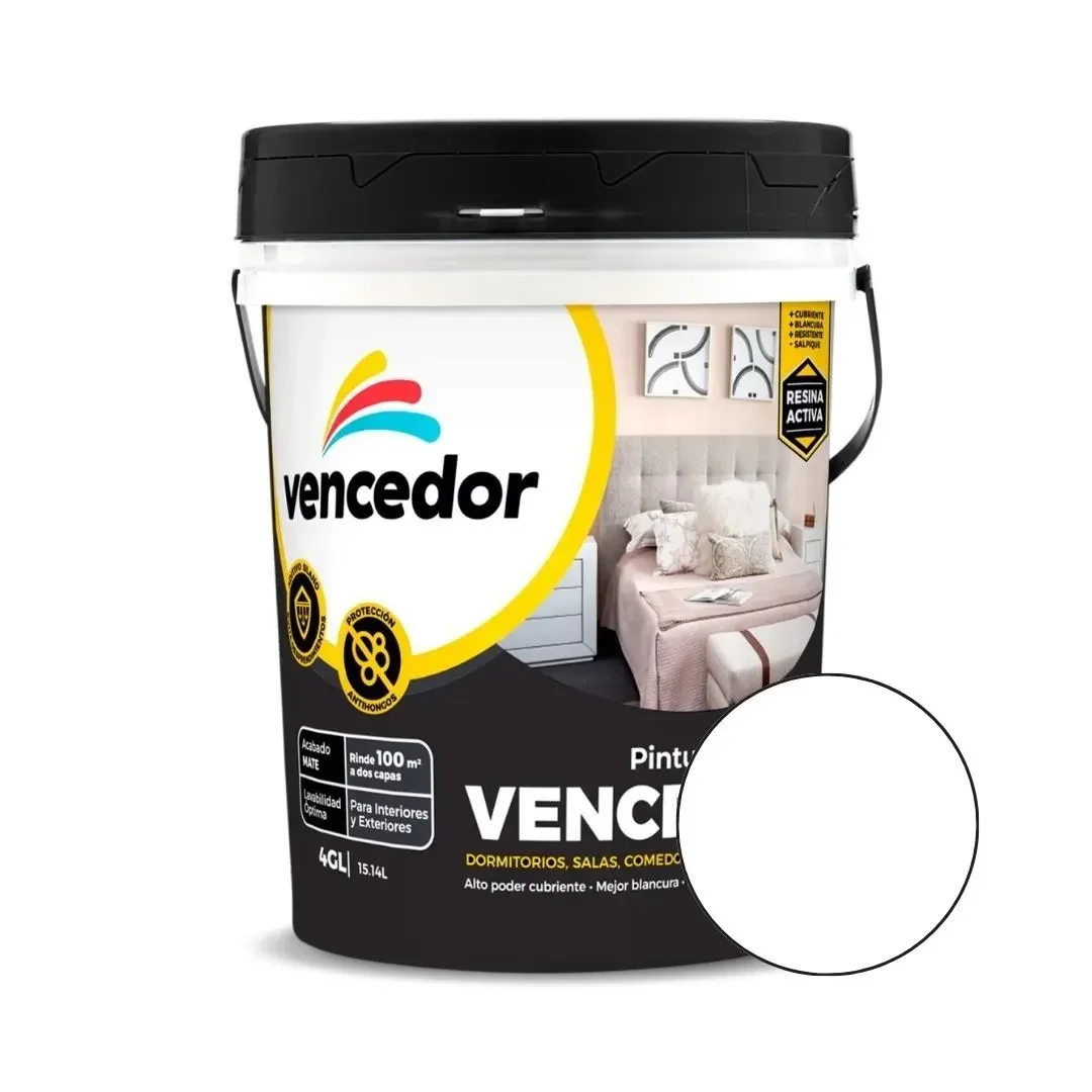 PINTURA LATEX VENCELATEX MATE NUEVO BLANCO 4 GALONES VENCEDOR