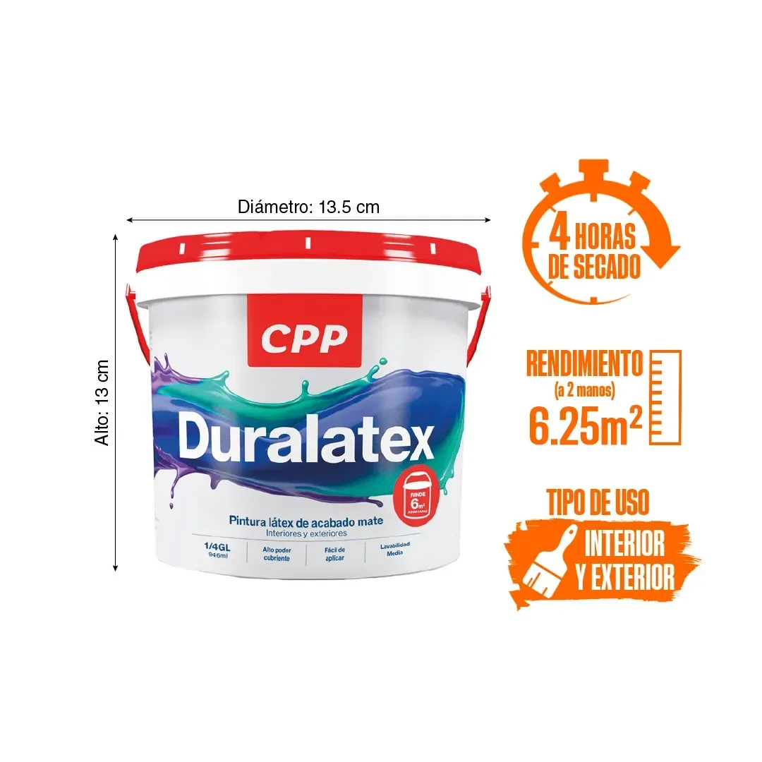 PINTURA LATEX DURALATEX BLANCO 1/4 GALON CPP2