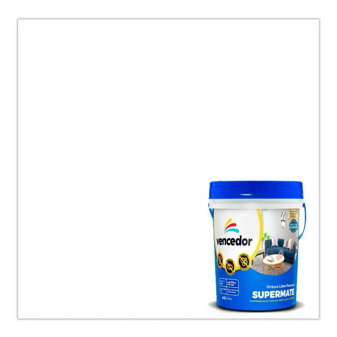 PINTURA LATEX SUPERMATE ANTIBACTERIAL NUEVO BLANCO DECORA 4 GALONES VENCEDOR4