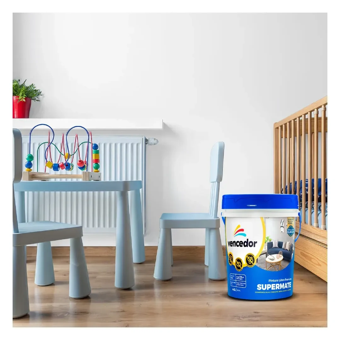 PINTURA LATEX SUPERMATE ANTIBACTERIAL NUEVO BLANCO DECORA 4 GALONES VENCEDOR5