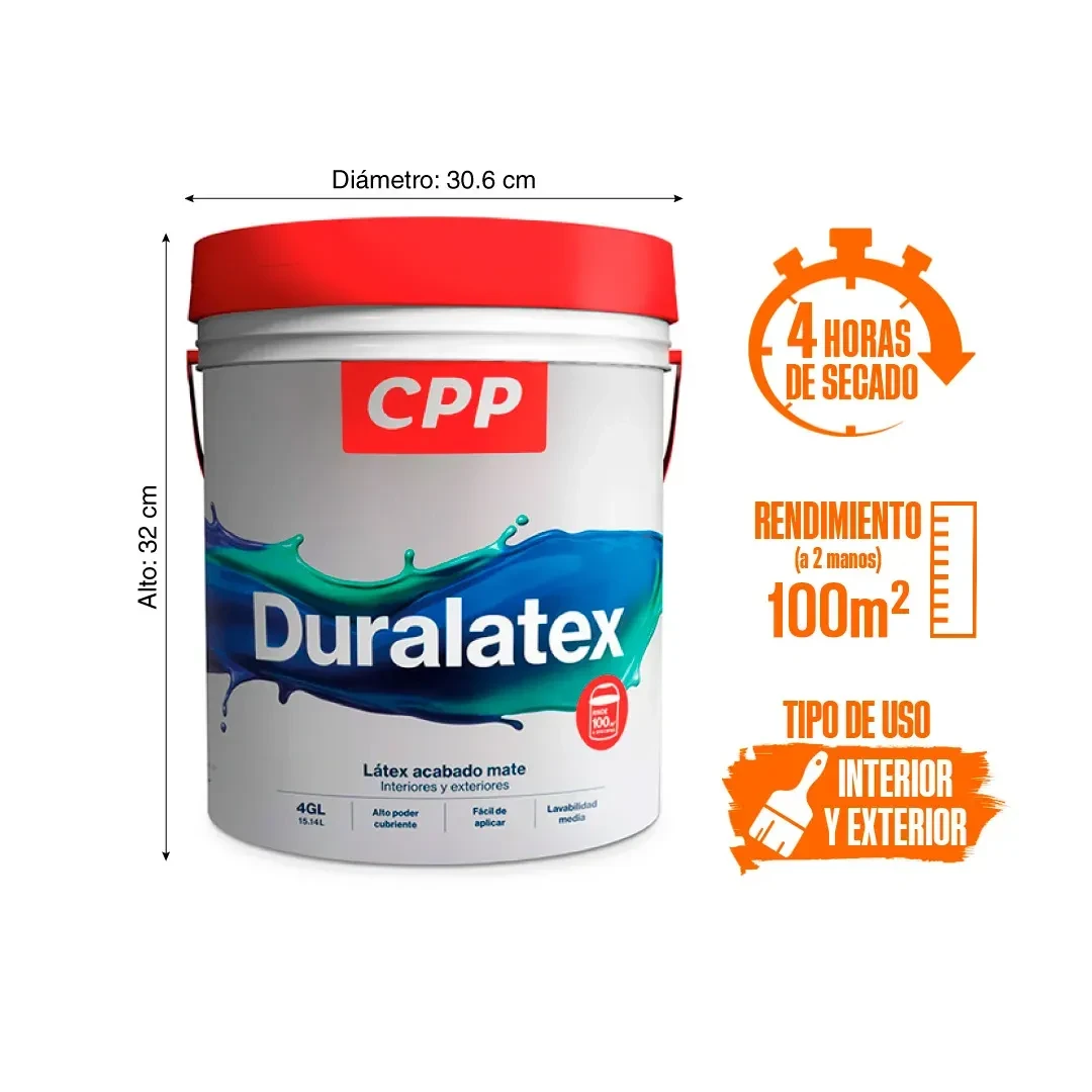 PINTURA LATEX DURALATEX BLANCO MATE 4 GALONES CPP2