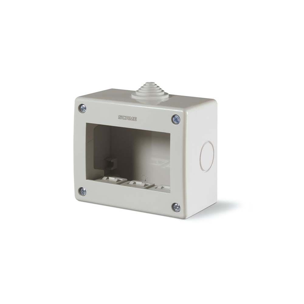 CAJA PARA ADOSAR 3 MODULOS S/TAPA C/ADAPTADOR UNIBOX IP40 TRANSFORMADO SCAME1