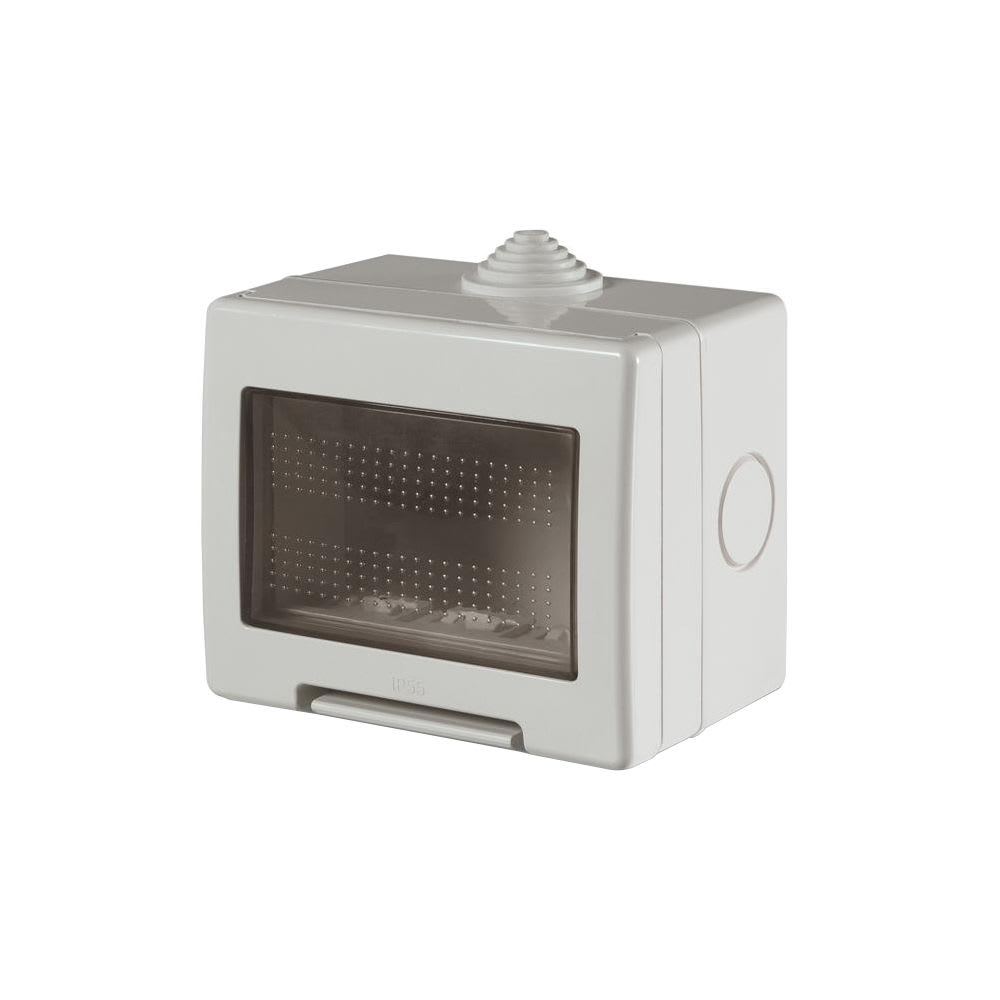 CAJA PARA ADOSAR 3 MODULOS C/TAPA TRANSPARENTE C/ADAPTADOR UNIBOX IP55 TRANSFORMADO SCAME1