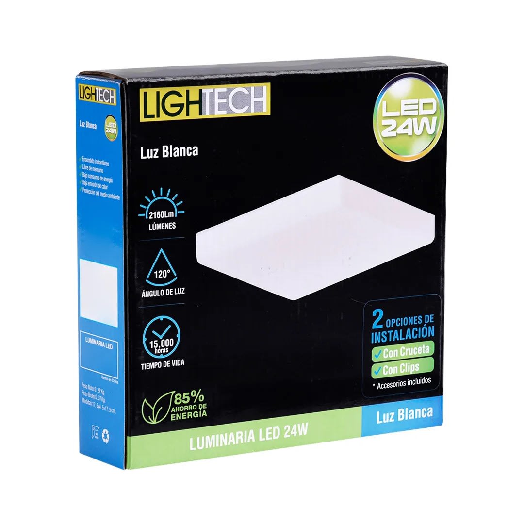 PLAFON LED CUADRADO FRAMELESS 24W LUZ BLANCA LIGHTECH2