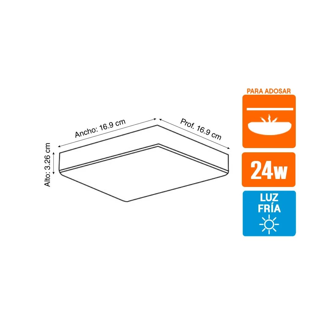 PLAFON LED CUADRADO FRAMELESS 24W LUZ BLANCA LIGHTECH4