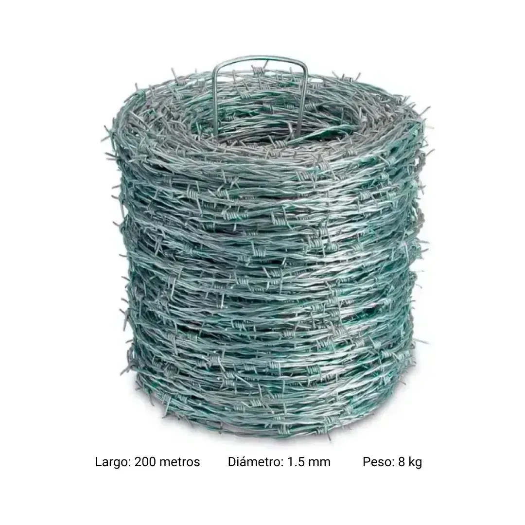 ALAMBRE DE PUAS MOTTO 1.5MM 200M PLATA RESISTENTE A LA CORROSION PRODAC2
