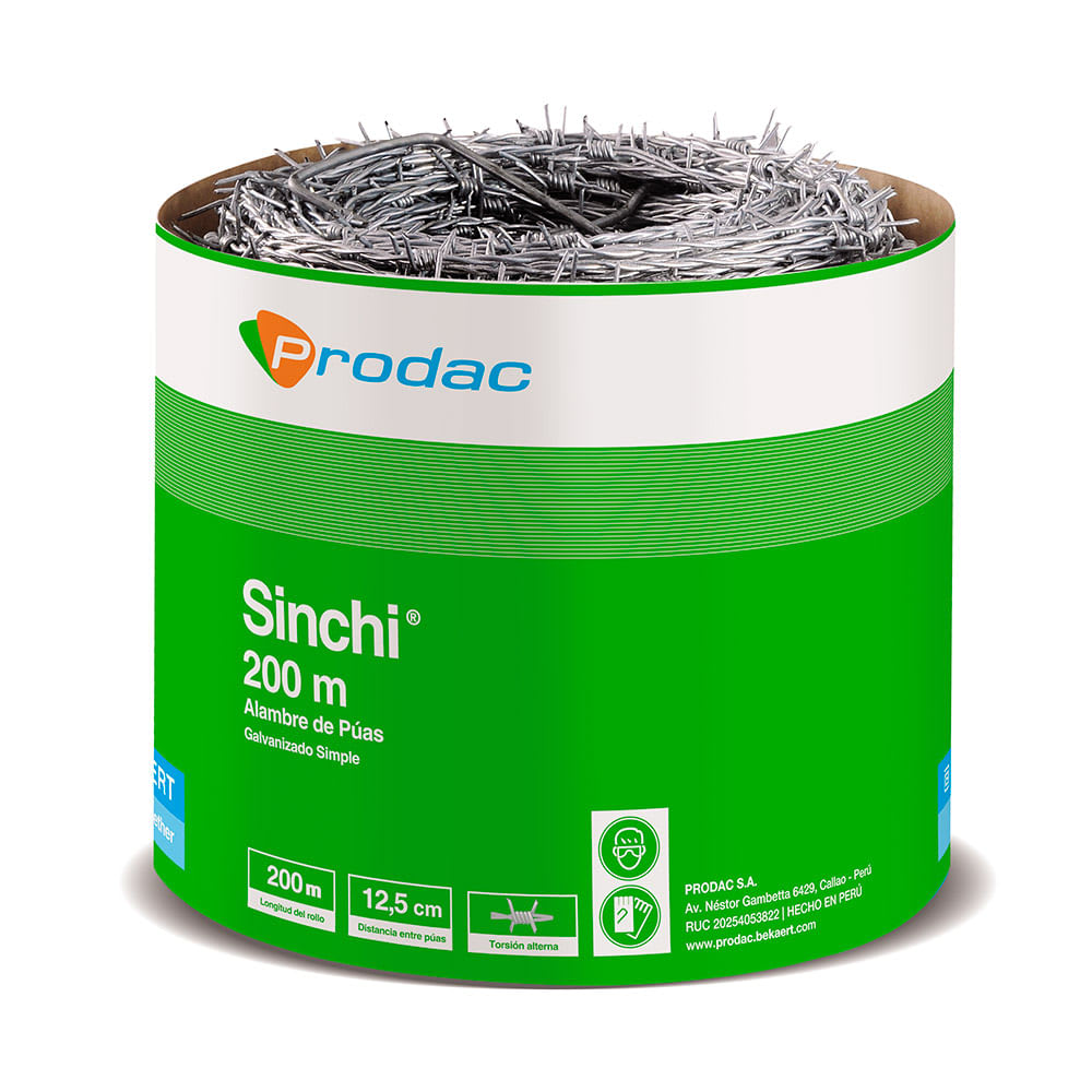 ALAMBRE DE PUAS SINCHI 1.5MMX200M ACERO GALVANIZADO PRODAC