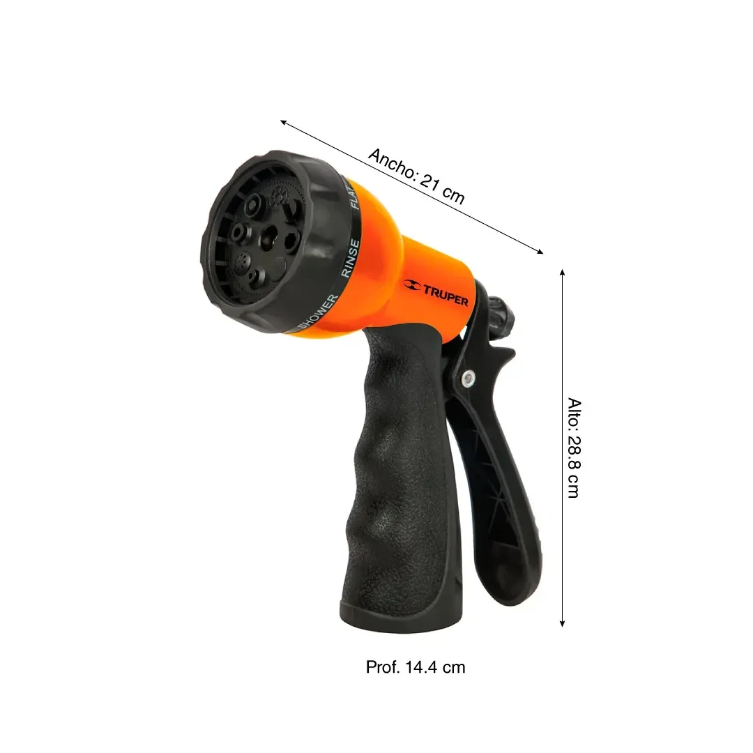 PISTOLA PLASTICA CON RECUBRIMIENTO 8 FUNCIONES TRUPER2