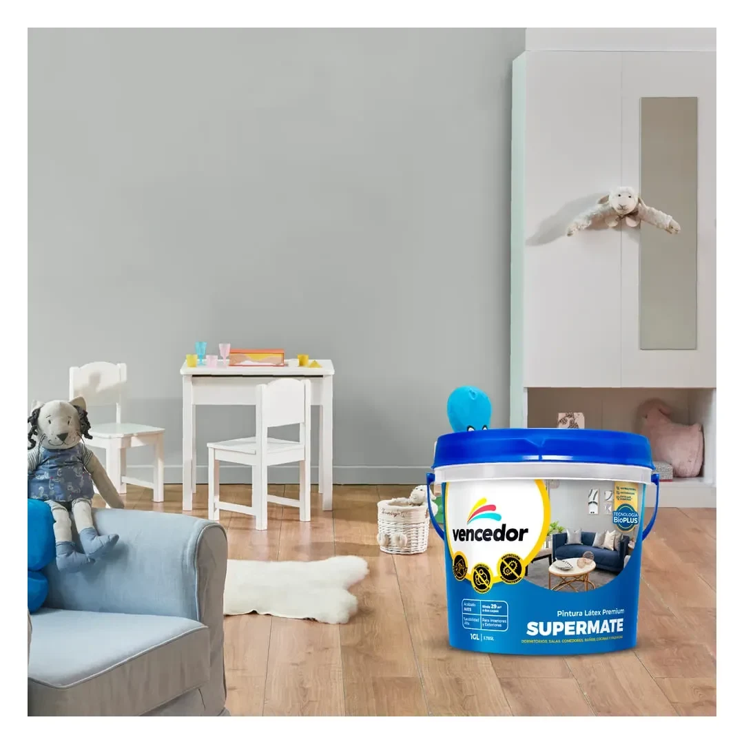 PINTURA LATEX SUPERMATE ANTIBACTERIAL NUEVO GRIS ORIENTE 1 GALON VENCEDOR4
