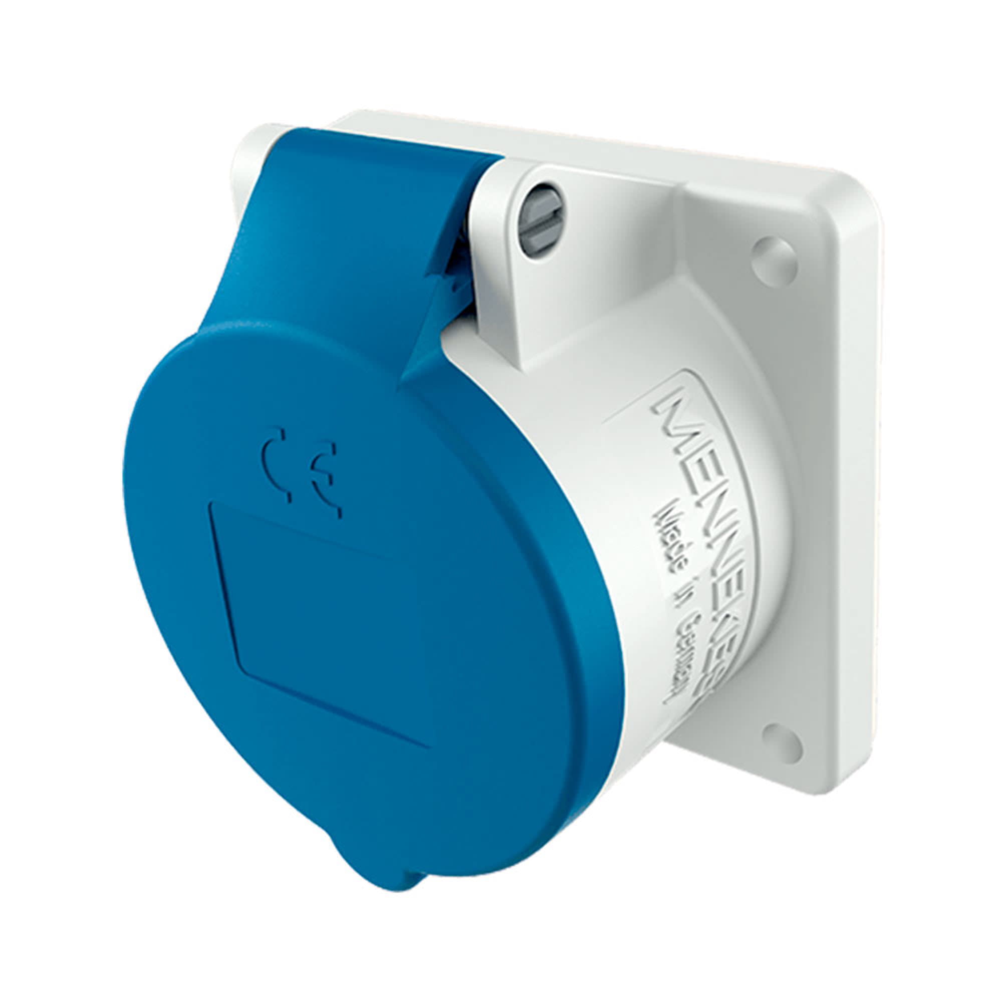TOMA EMPOTRABLE RECTO 16AMP 2P+T 250V AZUL 6H IP44 MENNEKES