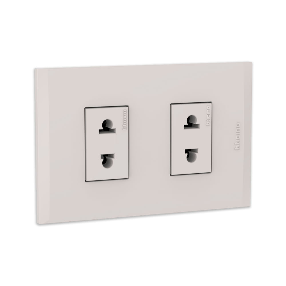 TOMACORRIENTE UNIVERSAL DOBLE MODUS4 POLICARBONATO BEIGE BTICINO