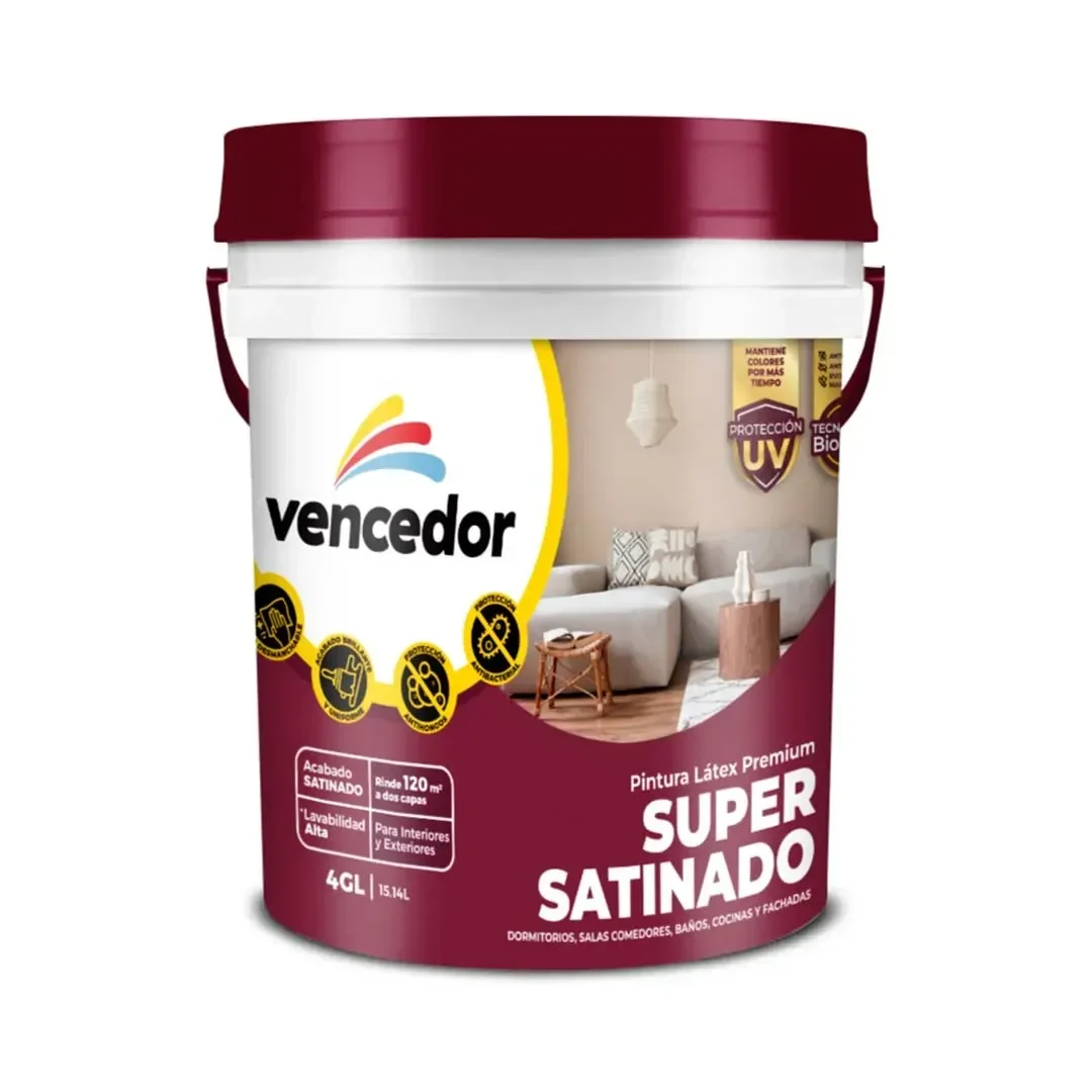 PINTURA LATEX SUPERSATINADO BLANCO DECORATIVO 4 GALONES VENCEDOR3