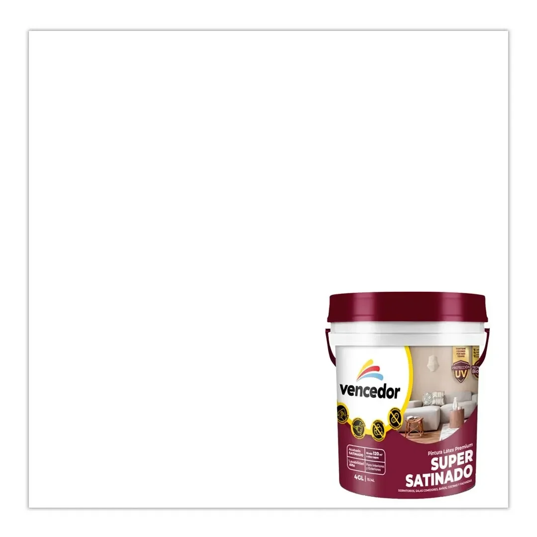PINTURA LATEX SUPERSATINADO BLANCO DECORATIVO 4 GALONES VENCEDOR4