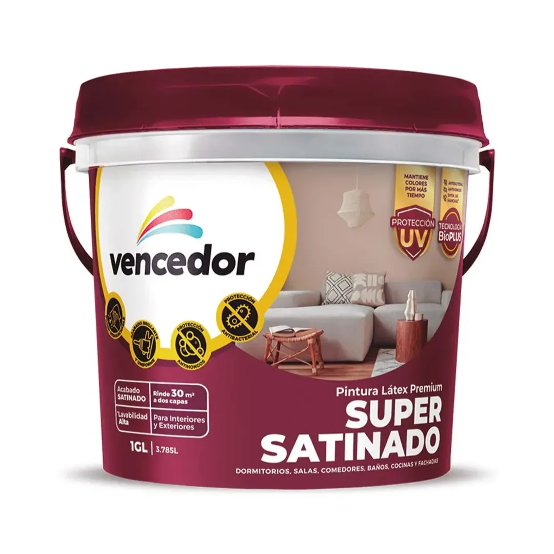 PINTURA LATEX SUPERSATINADO BLANCO DECORATIVO 1 GALON VENCEDOR3