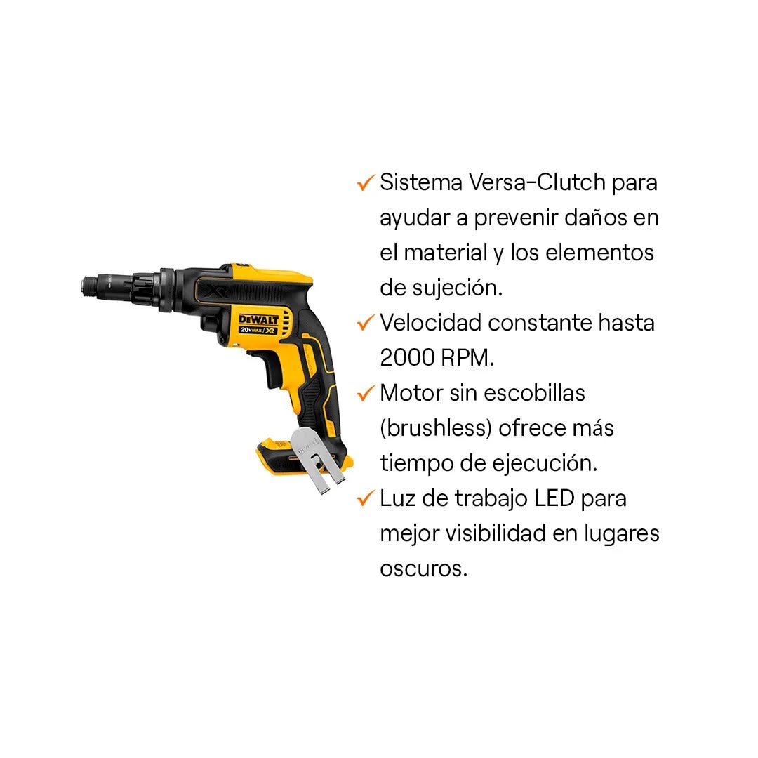 ATORNILLADOR DRYWALL 1/4'' 20V BRUSHLESS DCF622B (SIN BATERIA) DEWALT4