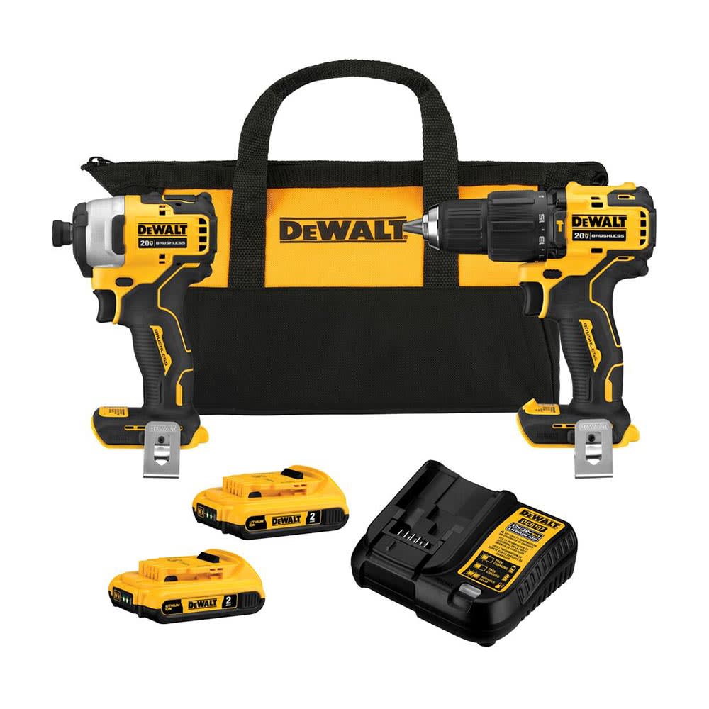 TALADRO PERCUTOR 20V + ATORNILLADOR BRUSHLESS 2 BATERIAS 2AH DCK279D2B2 DEWALT1