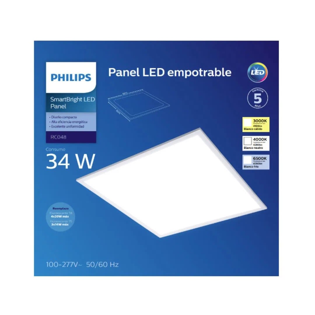 PANEL LED RC048 60X60 LUZ FRIA 34W PHILIPS1