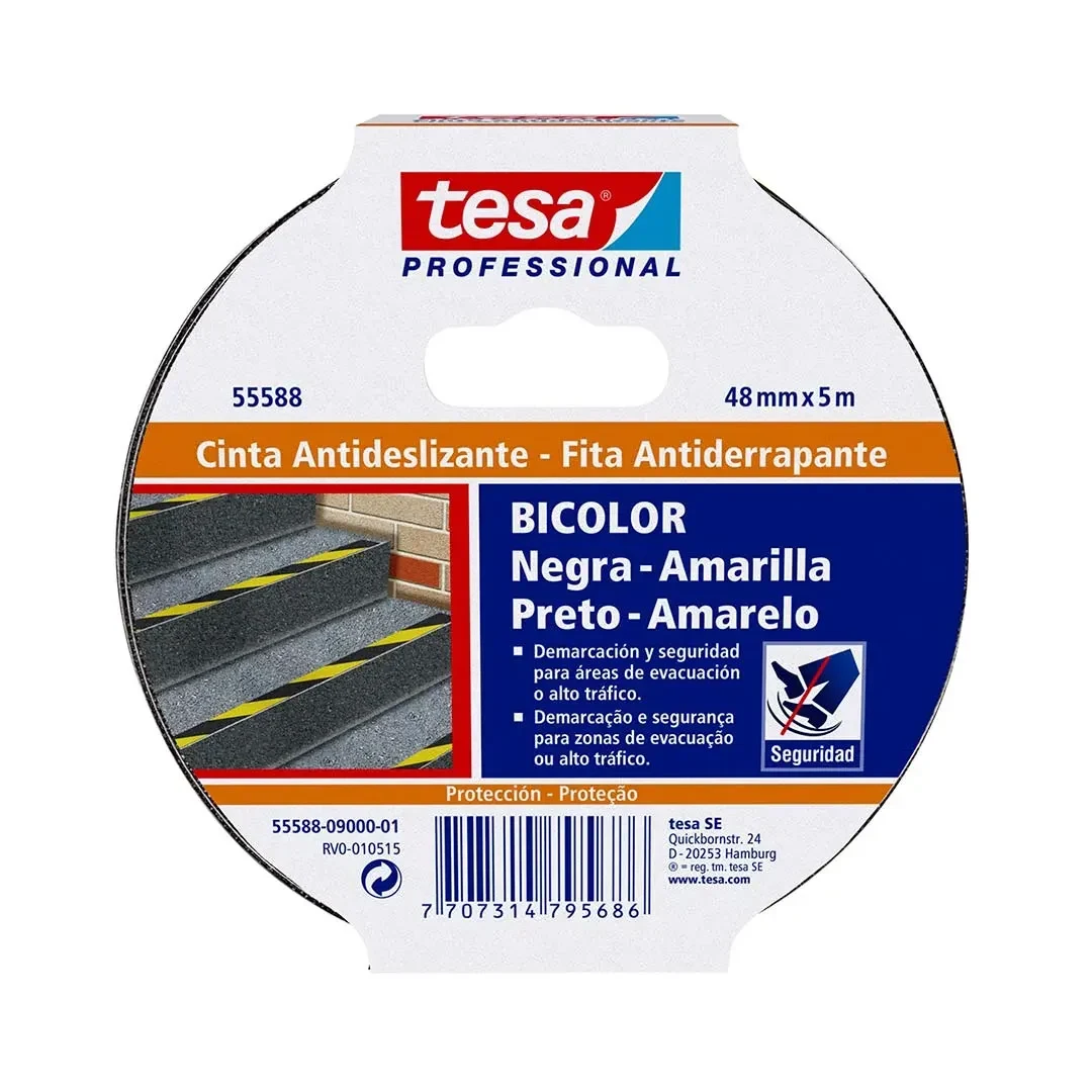 CINTA ANTIDESLIZANTE NEGRO - AMARILLO 5MX48MM TESA1