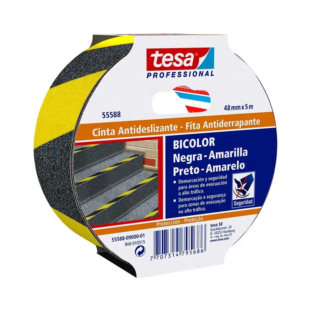 CINTA ANTIDESLIZANTE NEGRO - AMARILLO 5MX48MM TESA2