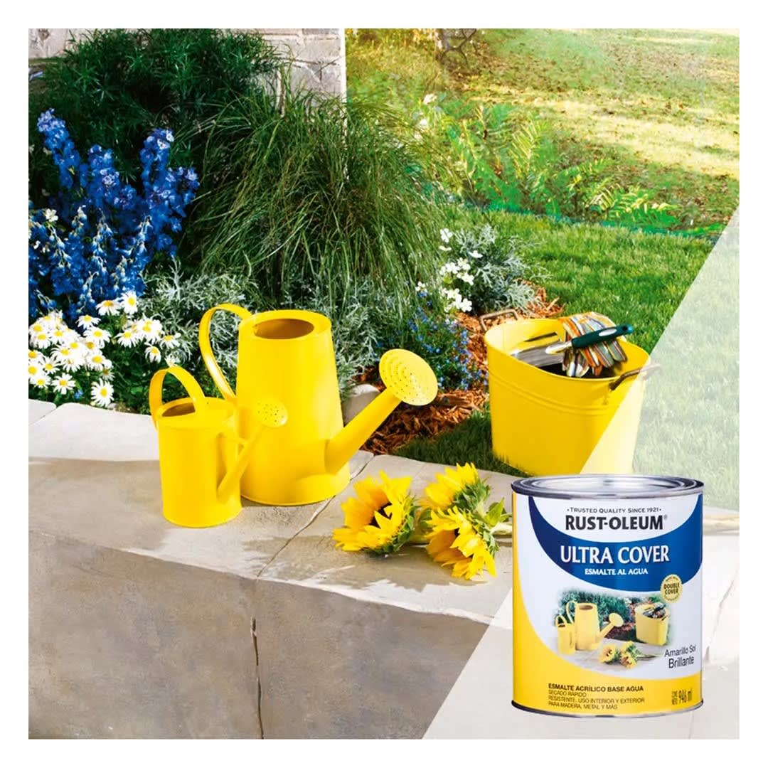 ESMALTE AL AGUA AMARILLO SOL BRILLANTE 0,946 LTS RUST OLEUM1