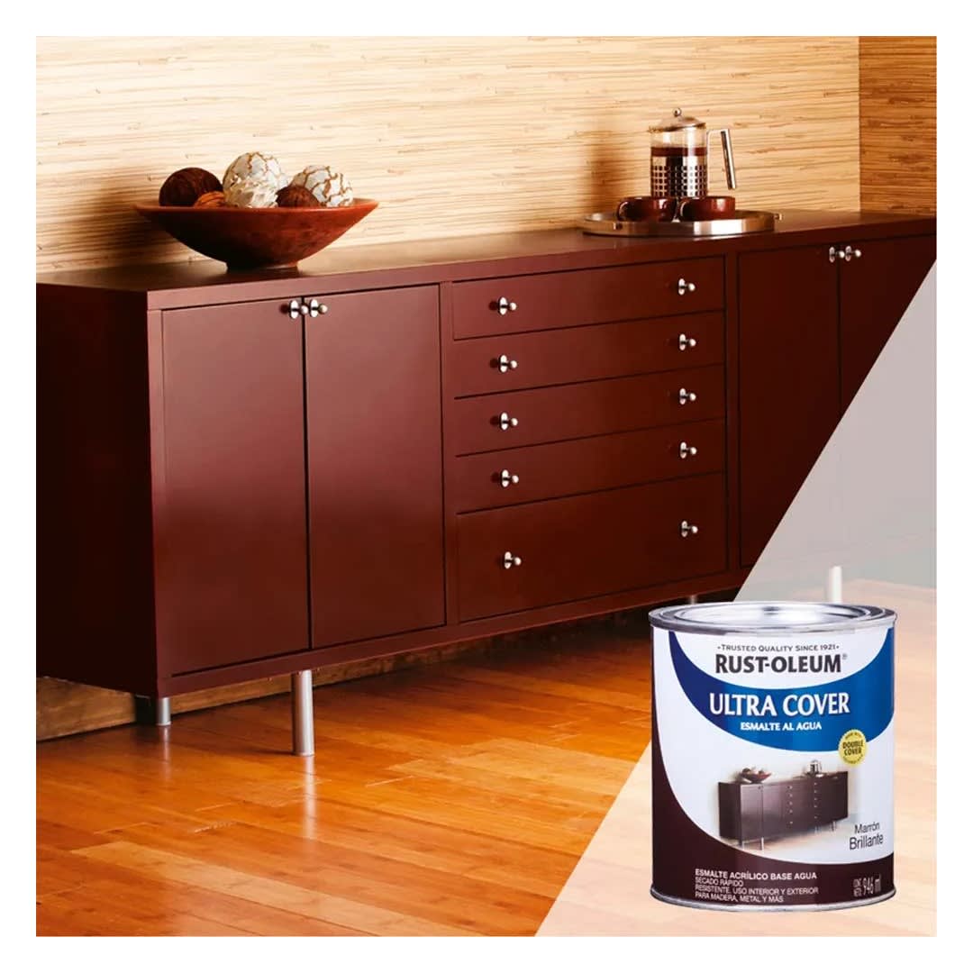 ESMALTE AL AGUA MARRON BRILLANTE 0,946 LTS RUST OLEUM1