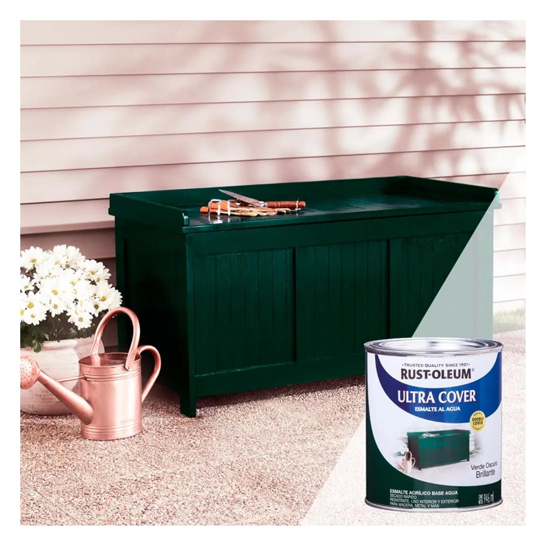 ESMALTE AL AGUA VERDE OSCURO BRILLANTE 0,946 LTS RUST OLEUM1
