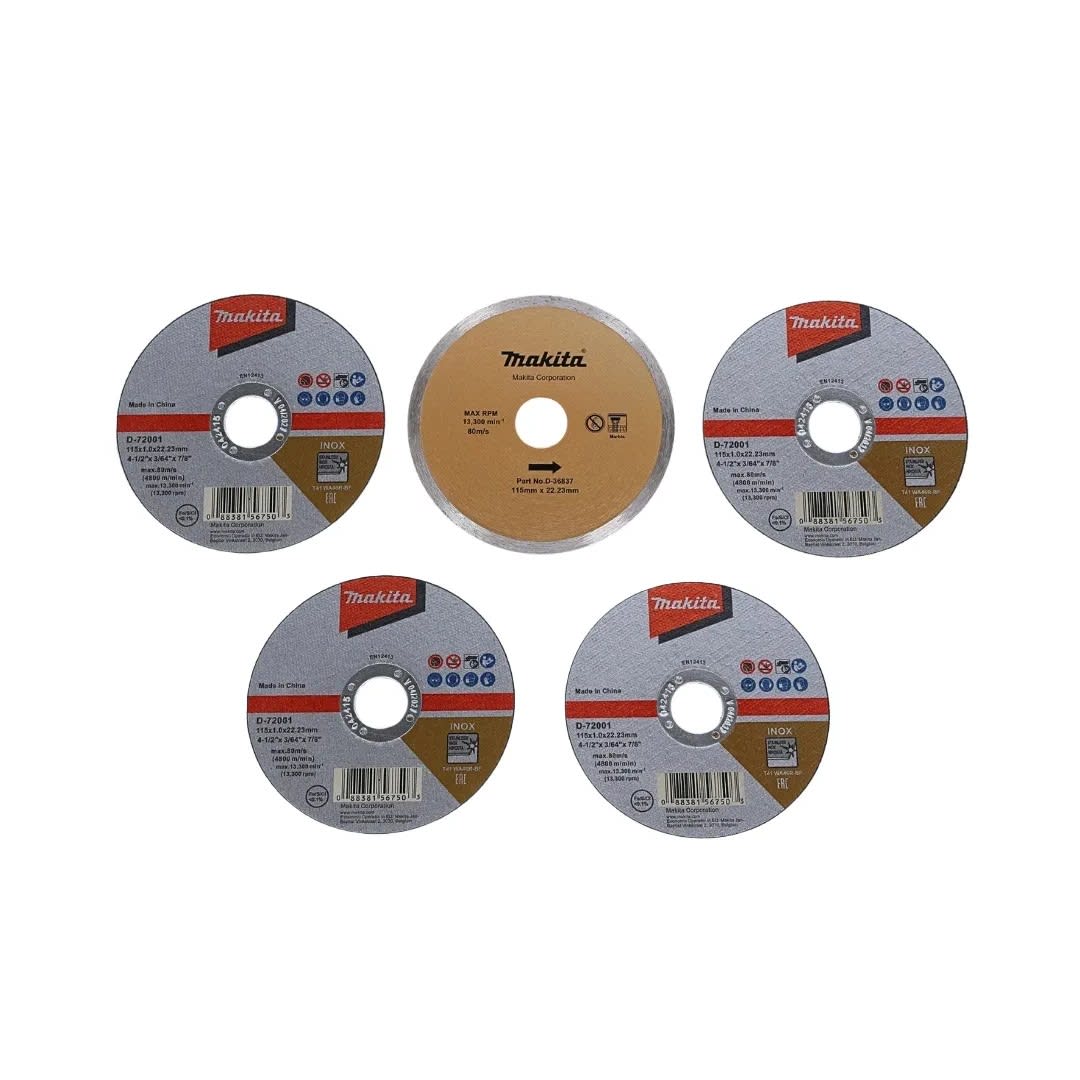 AMOLADORA 4 1/2'' 850W + 5 DISCOS + BOLSO MAKITA MT14