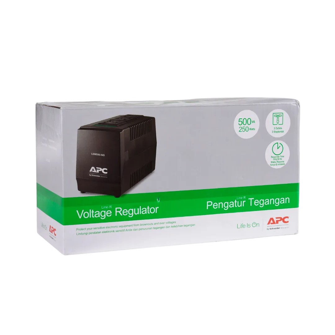 REGULADOR DE VOLTAJE LINE-R 500VA 3 TOMAS APC2