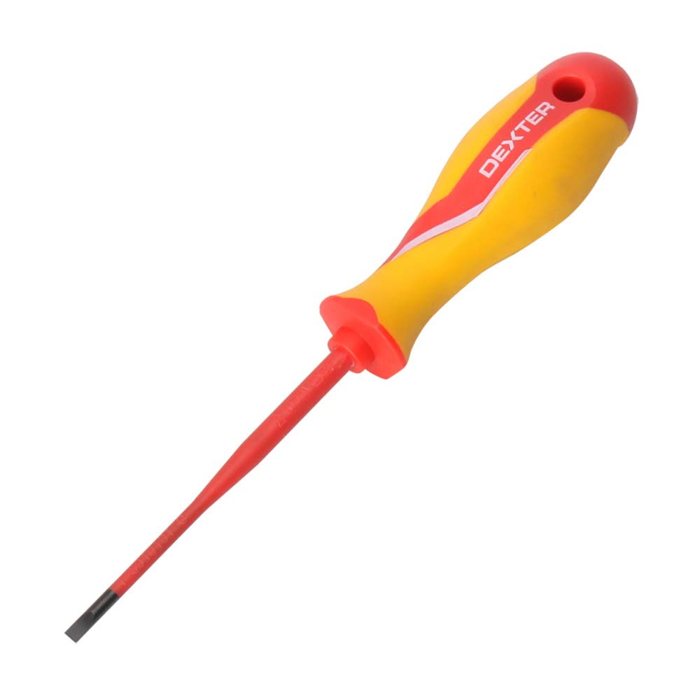 DESARMADOR PLANO 4X100MM CON MANGO SUAVE AMARILLO DEXTER
