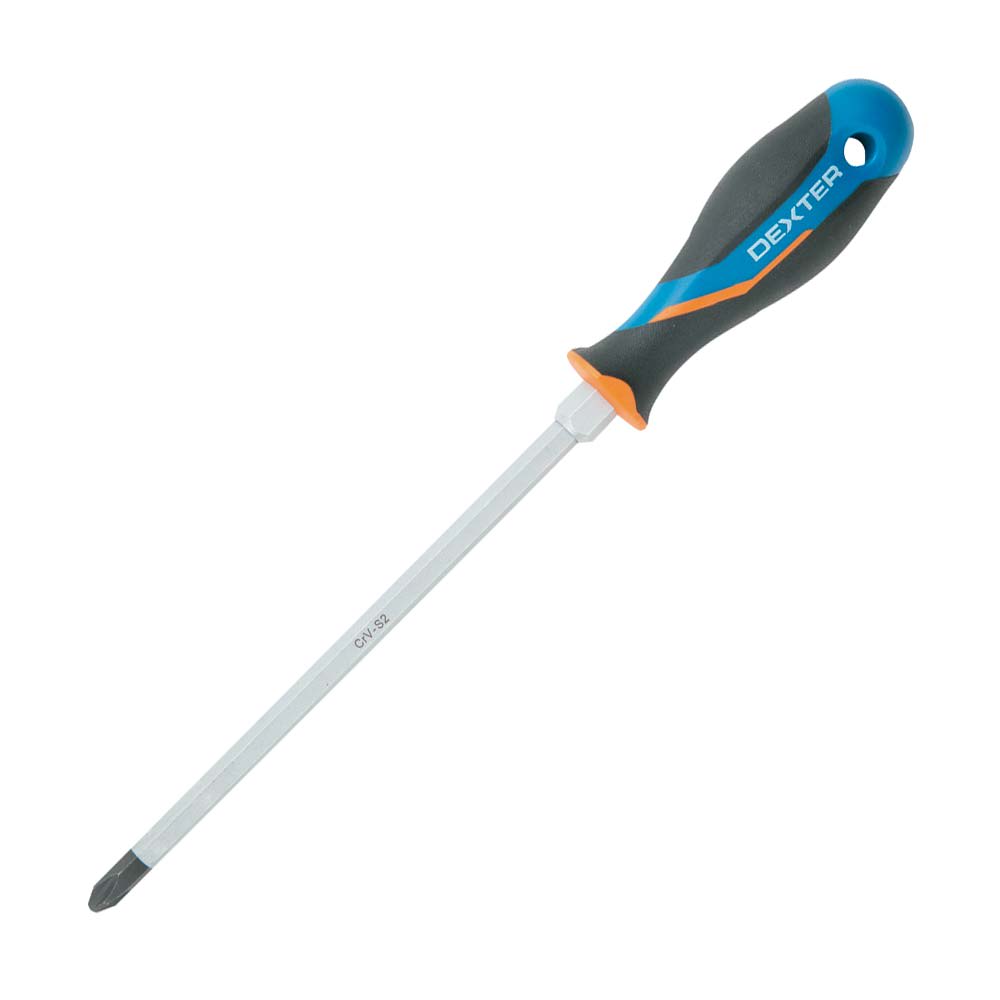 DESARMADOR PH3 DE ACERO CROMADO CON MANGO AZUL DE 20 CM DEXTER