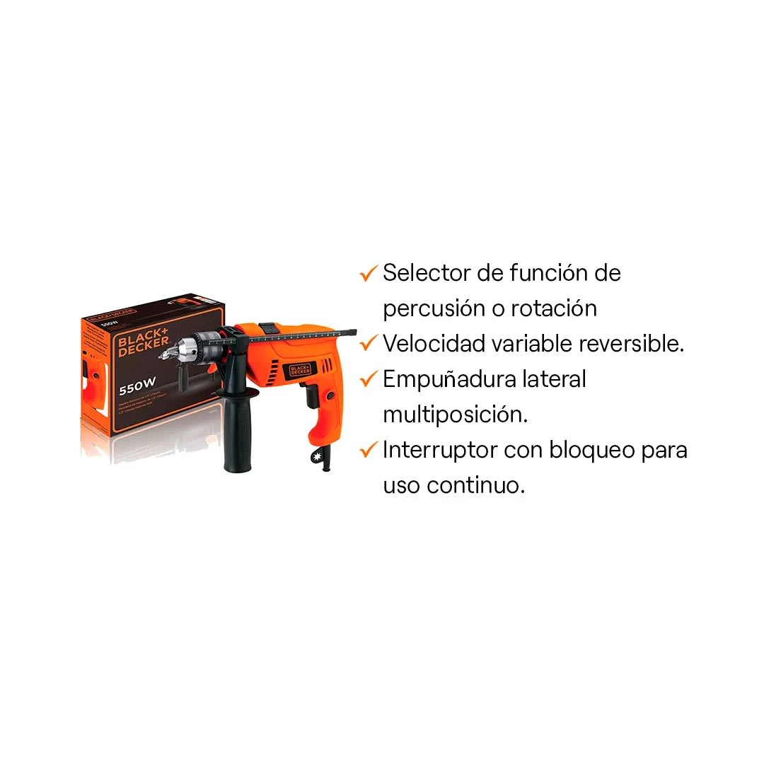 TALADRO PERCUTOR 1/2 550W HD555-B2 BLACK & DECKER5