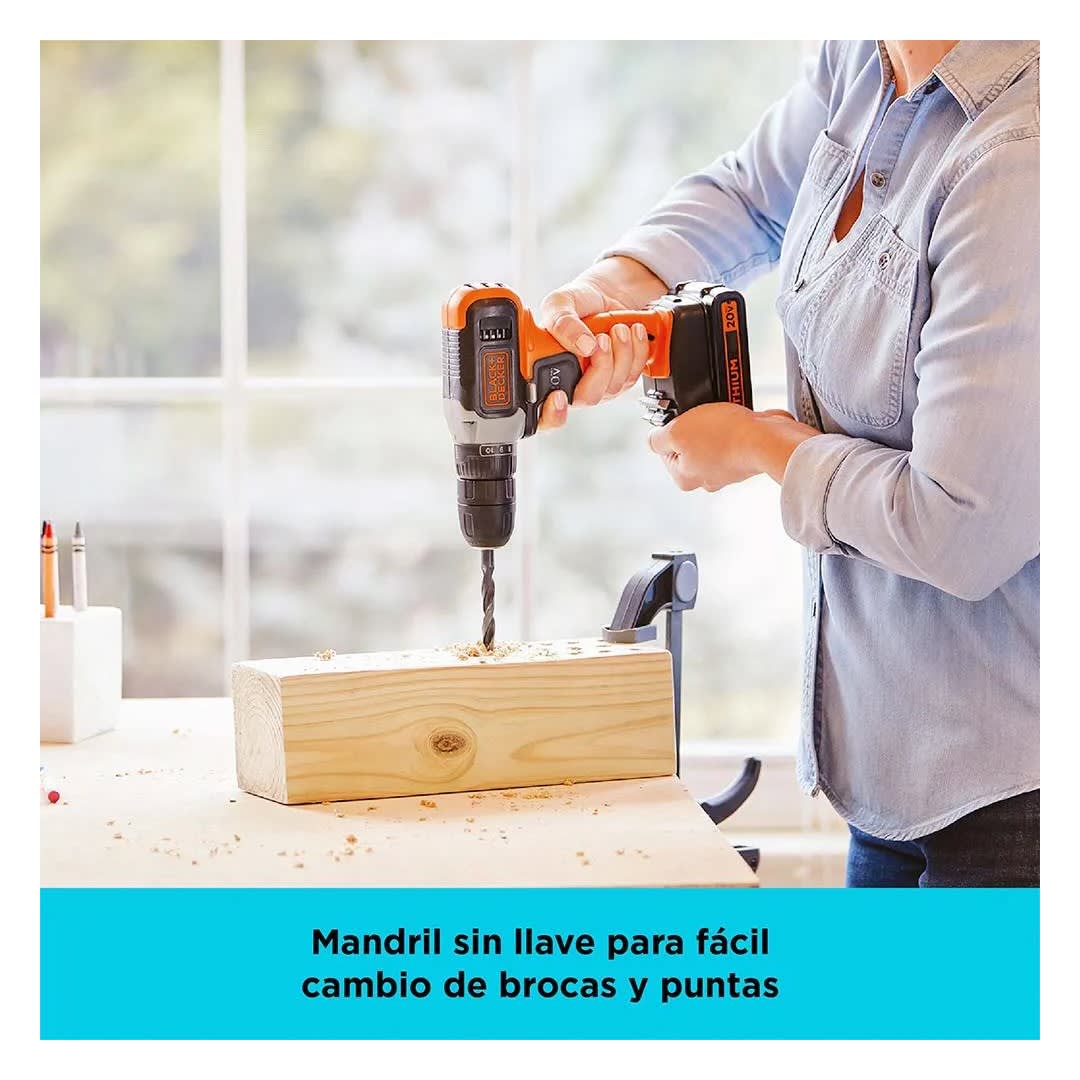 TALADRO ATORNILLADOR 3/8'' 20V BCD702C1 BLACK & DECKER1