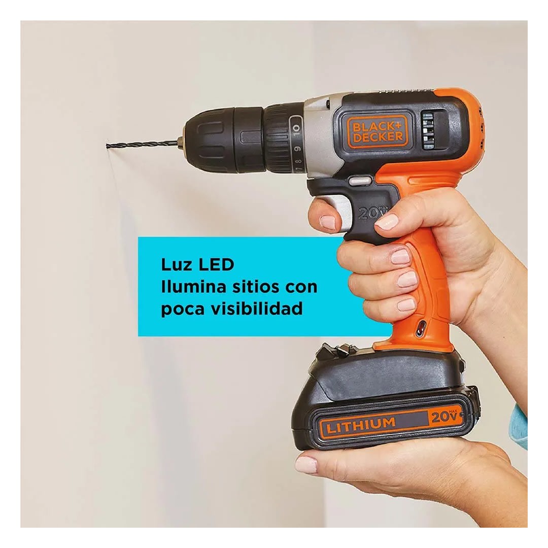 TALADRO ATORNILLADOR 3/8'' 20V BCD702C1 BLACK & DECKER6