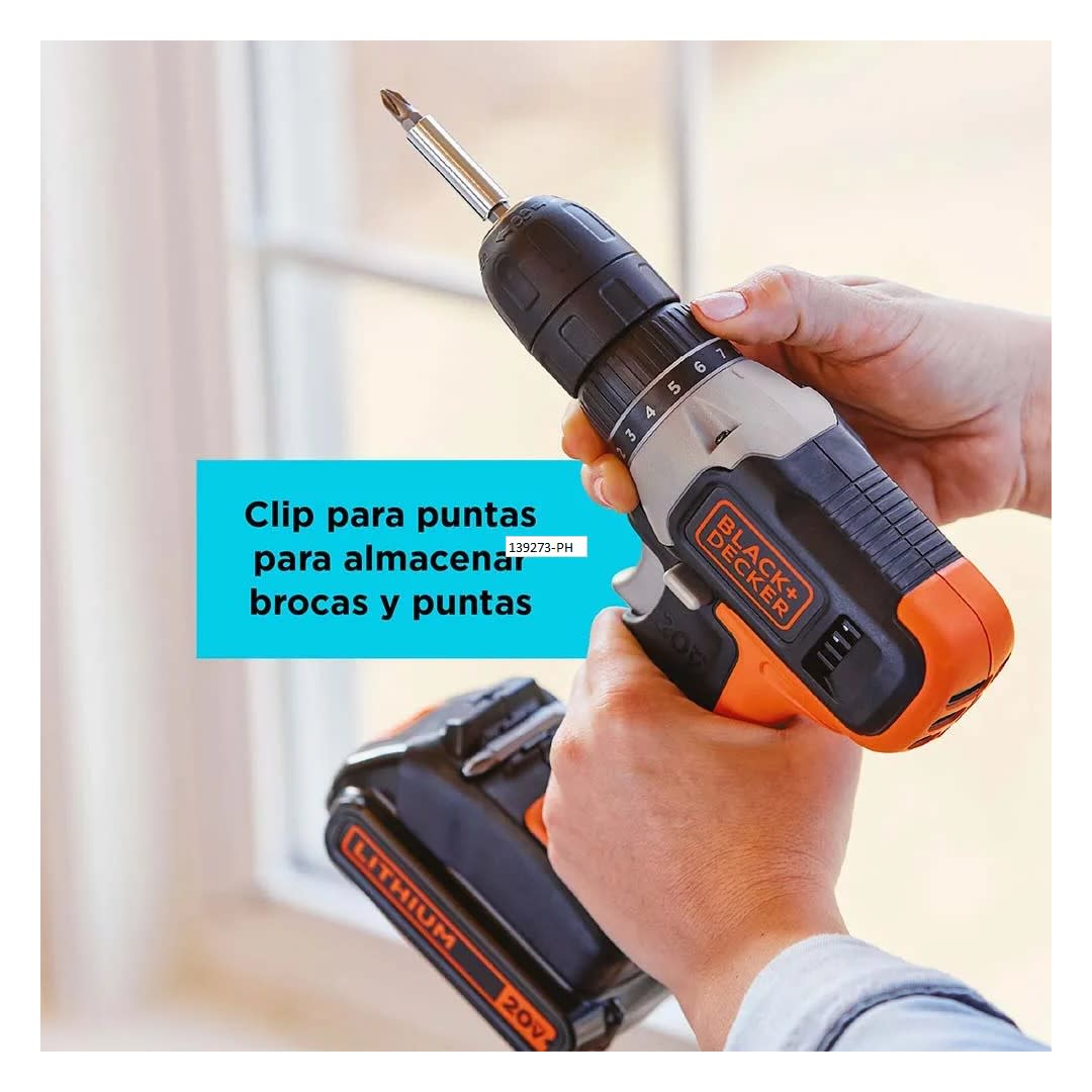 TALADRO ATORNILLADOR 3/8'' 20V BCD702C1 BLACK & DECKER9