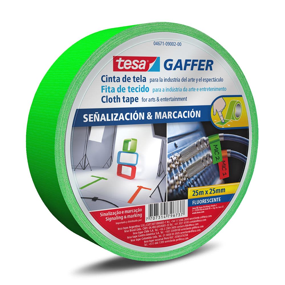 CINTA GAFFER FLUORESCENTE 04671 25MM X25M TESA1