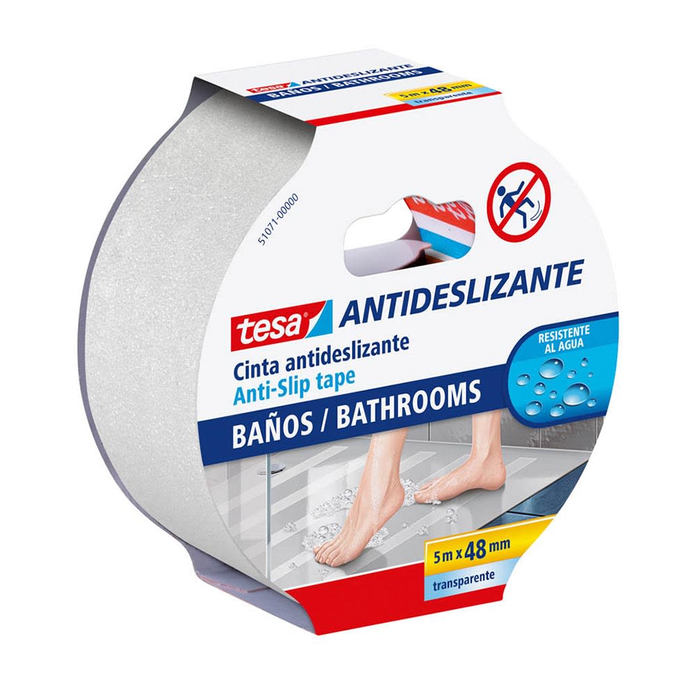 CINTA ANTIDESLIZANTE BAÑOS 51071 5MX48MM TRANSPARENTE TESA1