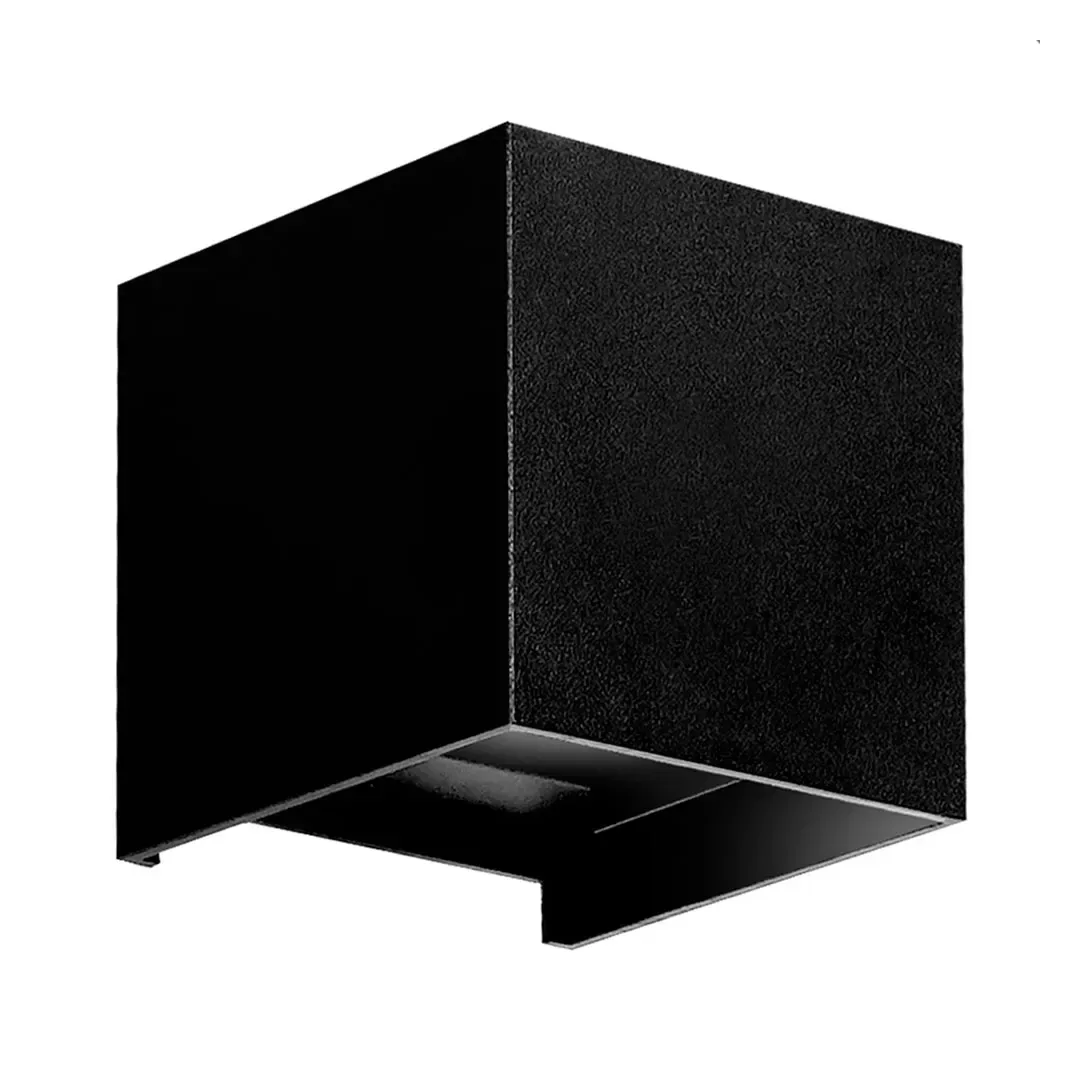 APLIQUE EXTERIOR CUBO LED 6W LUZ CALIDA IP65 NEGRO LIGHTECH