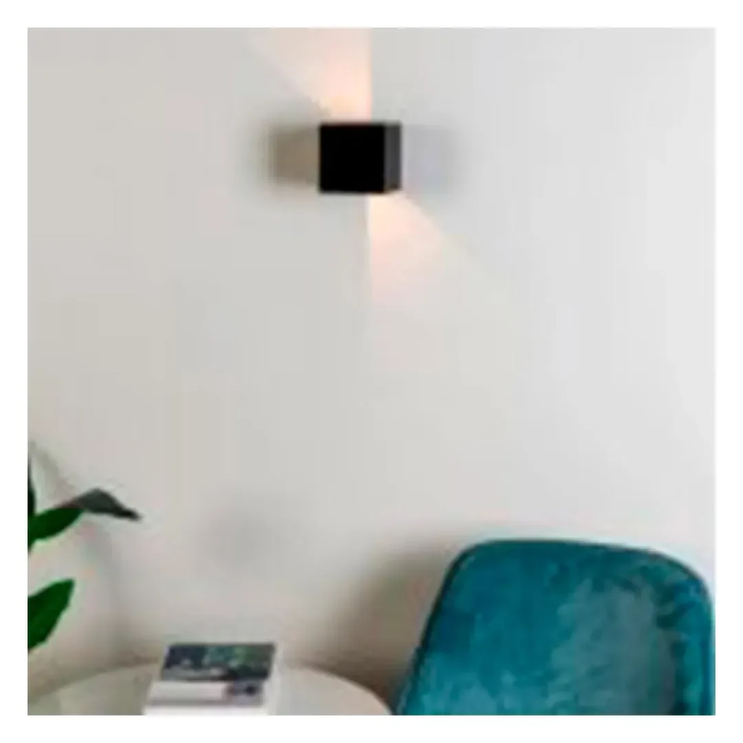 APLIQUE EXTERIOR CUBO LED 6W LUZ CALIDA IP65 NEGRO LIGHTECH9