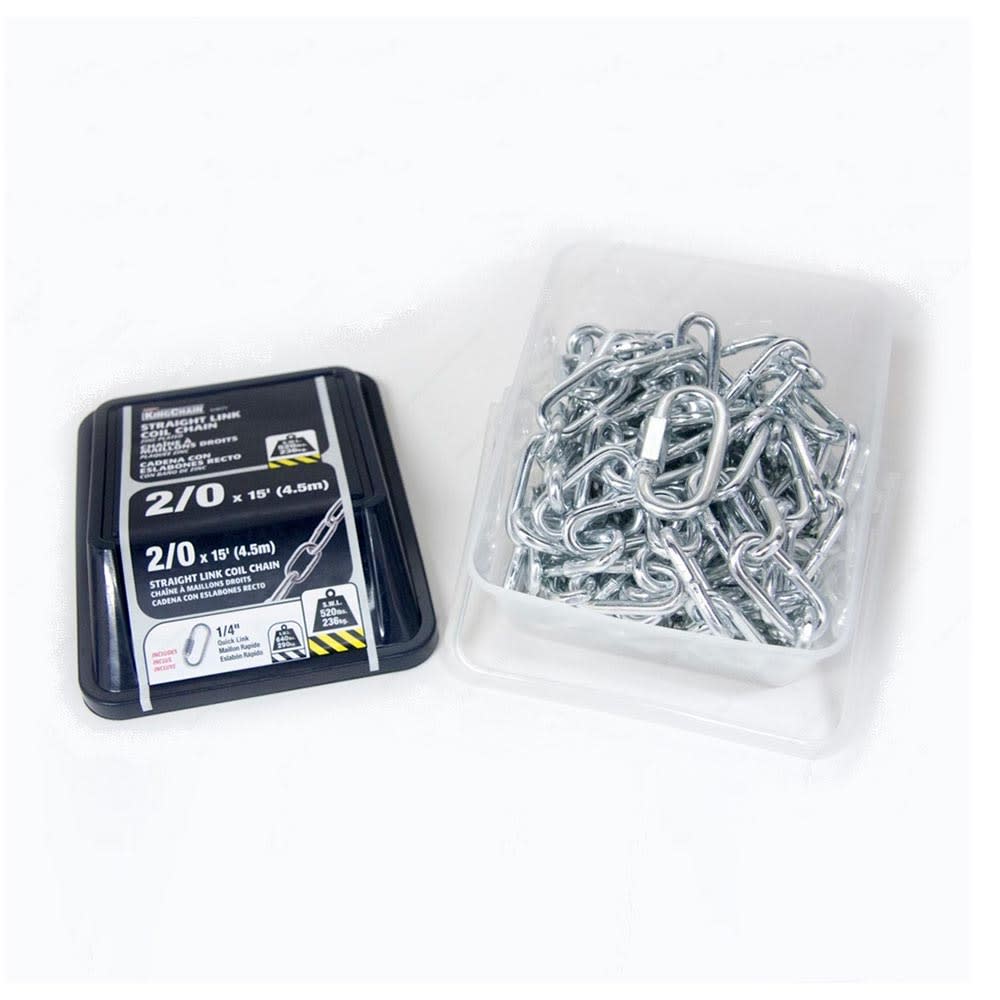 CADENA 2/0 ESLABON RECTO ZINC CAJA PLASTICA 4.6M KINGCHAIN1