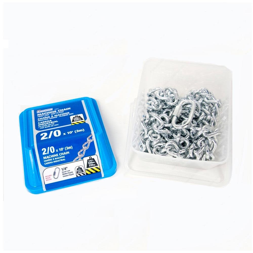 CADENA INDUSTRIAL 1/8'' ZINC ESLABON TORCIDO CAJA PLASTICA 3M KINGCHAIN