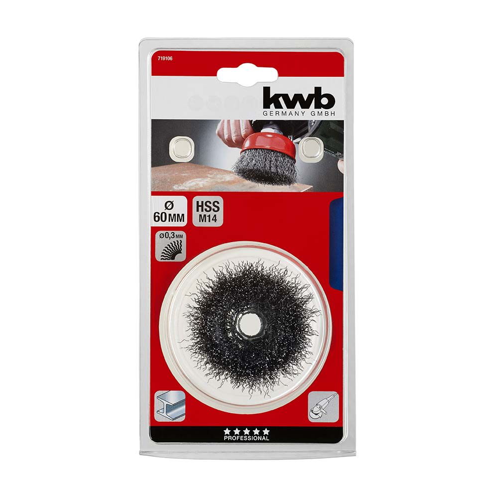 GRATA DE COPA, ACERO, ONDULADO M14, 60MM KWB1