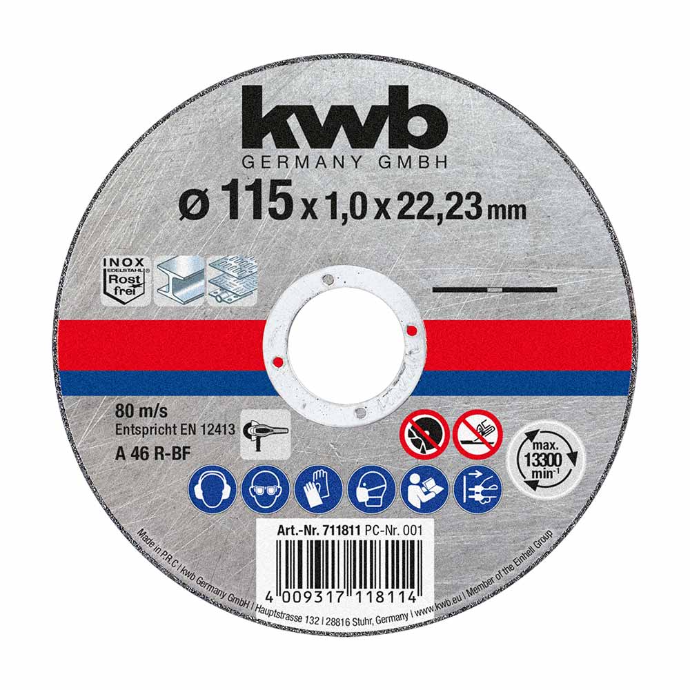 DISCO DE CORTE 115X1 MM CARBURO DE SILICIO PARA METAL KWB