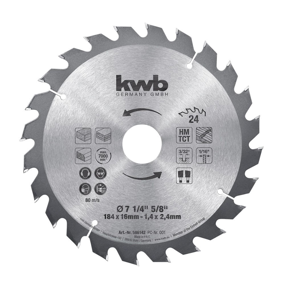 DISCO SIERRA CIRCULAR HM 7 1/4''X5/8'' 24D KWB1