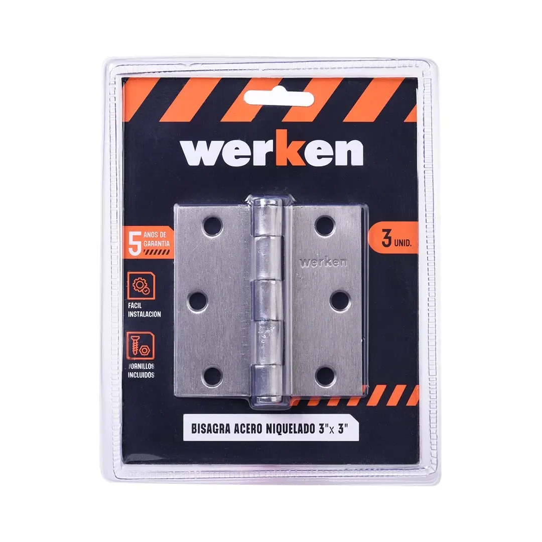 BISAGRA DE PUERTA ACERO NIQUELADO 3X3X2MM WERKEN2