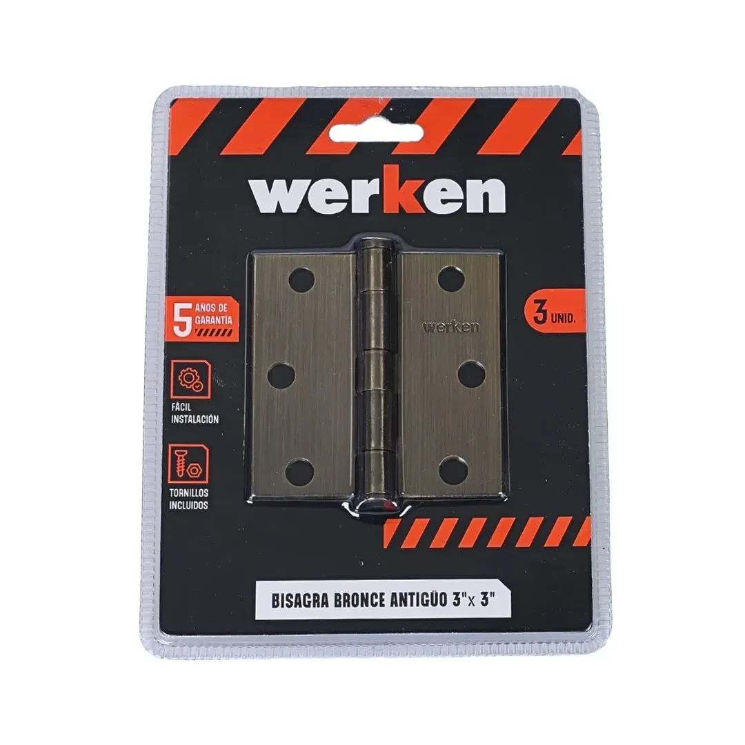 BISAGRA 3X3X2MM BRONCE ANTIGUO 3 UNIDADES WERKEN3