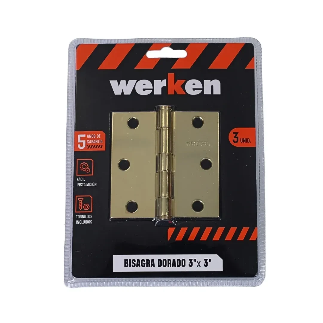 BISAGRA 3X3X2MM DORADO 3 UNIDADES WERKEN3