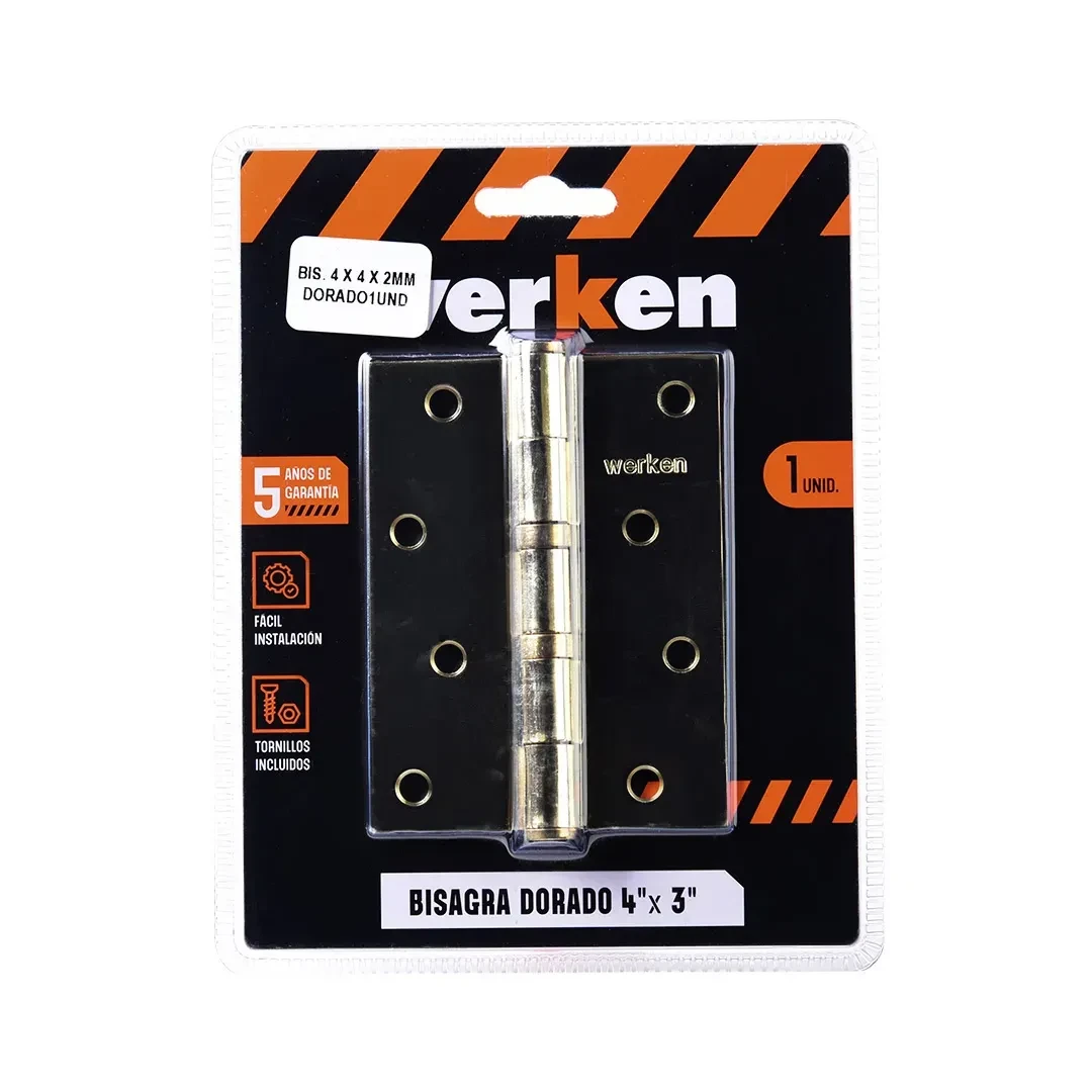 BISAGRA DE PUERTA DORADO 4X3X2MM X 1U WERKEN2